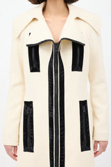Tom Ford Cream Wool Zip Mid Length Coat