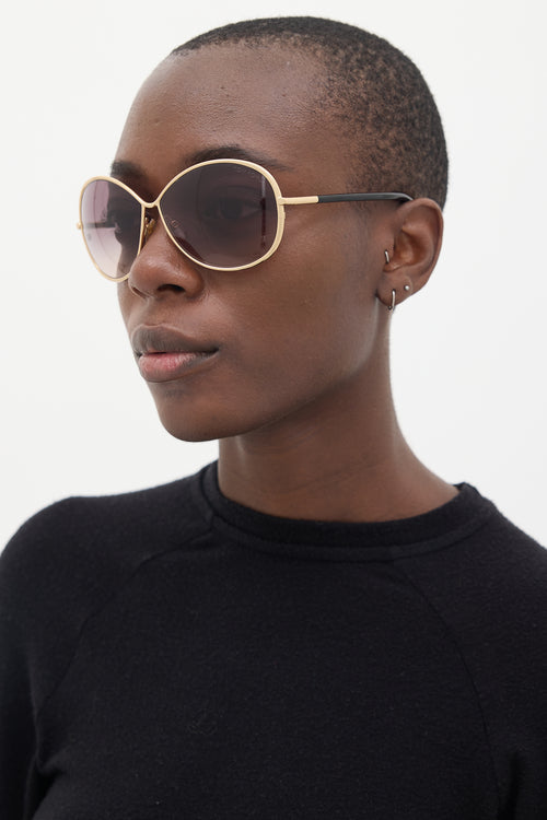 Tom Ford Gold & Black Iris TF180 Round Sunglasses