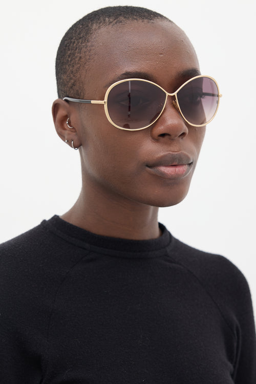 Tom Ford Gold & Black Iris TF180 Round Sunglasses