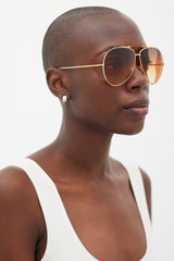 Tom Ford Gold & Brown TF900 Jack Aviator Sunglasses