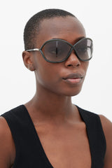 Tom Ford Green & Silver Whitney Circular Sunglasses