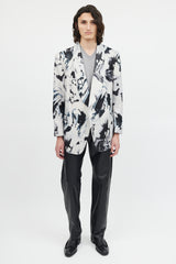 Tom Ford Grey & Black Marbled Shawl Collar Blazer