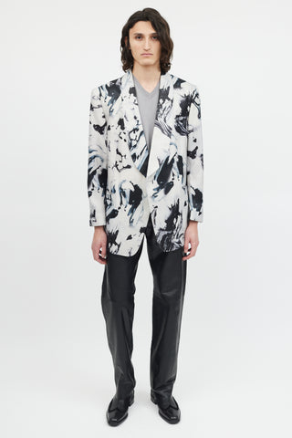 Tom Ford Grey & Black Marbled Shawl Collar Blazer