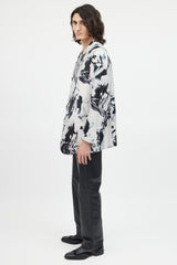 Tom Ford Grey & Black Marbled Shawl Collar Blazer