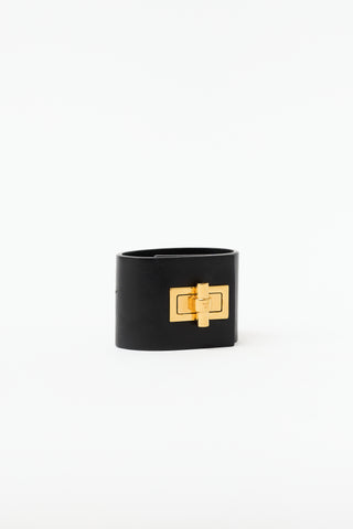 Tom Ford Leather Wide Logo Bracelet
