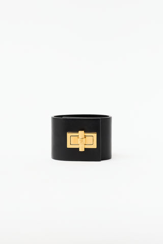 Tom Ford Leather Wide Logo Bracelet