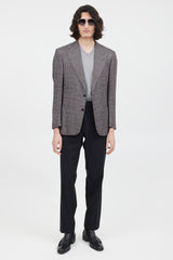 Tom Ford Navy & Pink Wool Houndstooth Blazer