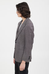 Tom Ford Navy & Pink Wool Houndstooth Blazer