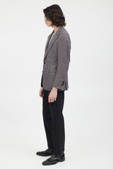 Tom Ford Navy & Pink Wool Houndstooth Blazer
