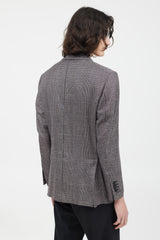 Tom Ford Navy & Pink Wool Houndstooth Blazer