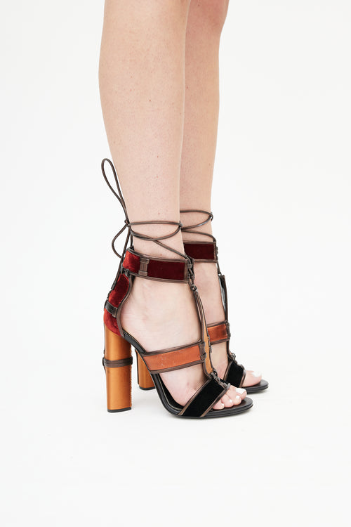 Tom Ford Brown & Multi Patchwork Cage Sandal