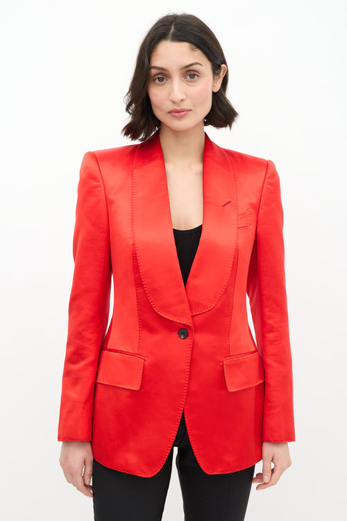 Tom Ford Red Satin Single Button Blazer