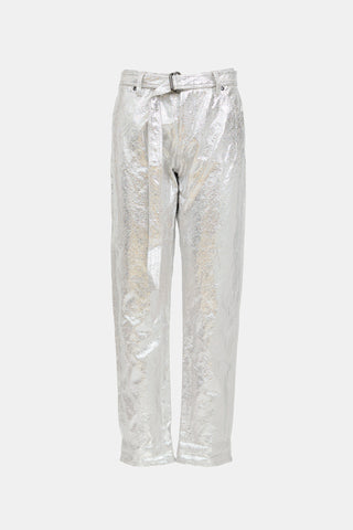 Tom Ford Metallic Crackled Belted Trouser