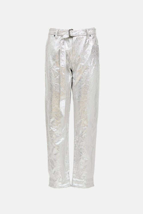 Tom Ford Metallic Crackled Belted Trouser