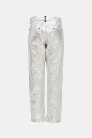 Tom Ford Metallic Crackled Belted Trouser