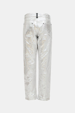 Tom Ford Metallic Crackled Belted Trouser