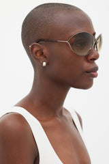 Tom Ford Silver & Brown Round TF130 Miranda Sunglasses