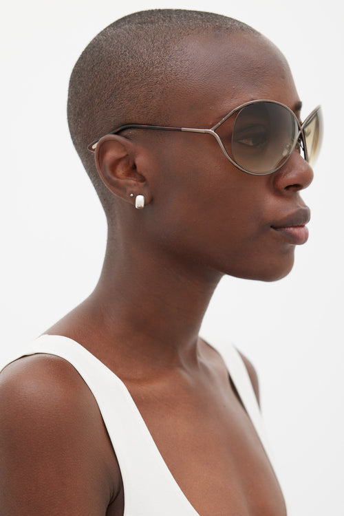Tom Ford Silver & Brown Round TF130 Miranda Sunglasses