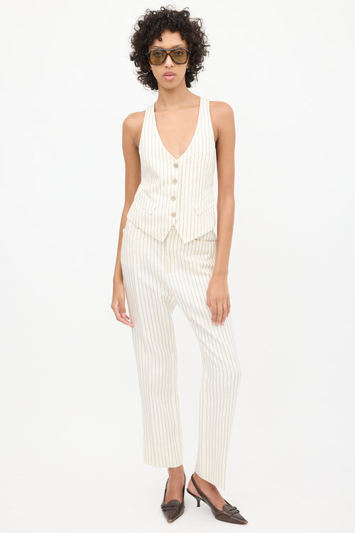 Tom Ford White & Black Pinstripe Vest & Pant Suit