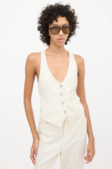 Tom Ford White & Black Pinstripe Vest & Pant Suit