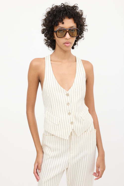 Tom Ford White & Black Pinstripe Vest & Pant Suit