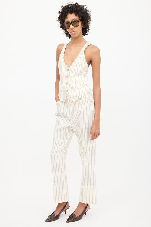 Tom Ford White & Black Pinstripe Vest & Pant Suit