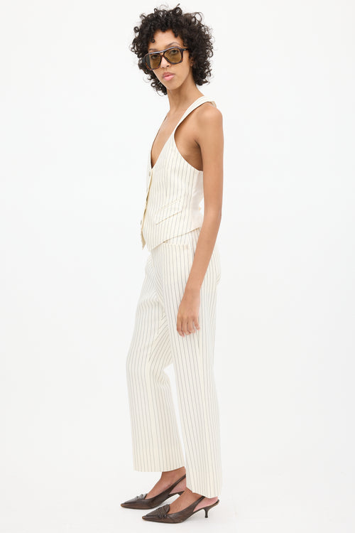 Tom Ford White & Black Pinstripe Vest & Pant Suit