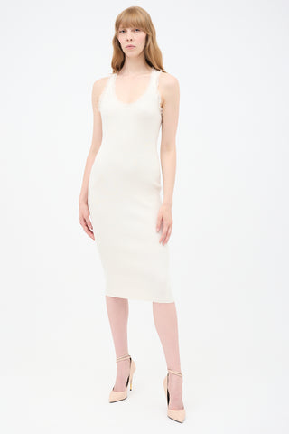 Tom Ford White Cashmere & Silk Ribbed Dress