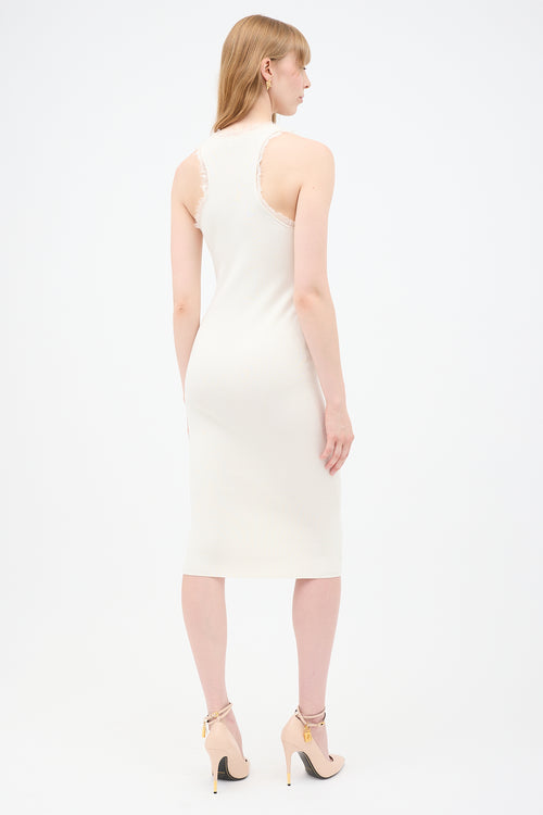 Tom Ford White Cashmere & Silk Ribbed Dress