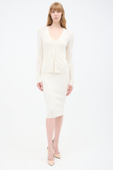 Tom Ford White Ribbed Knit Cardigan