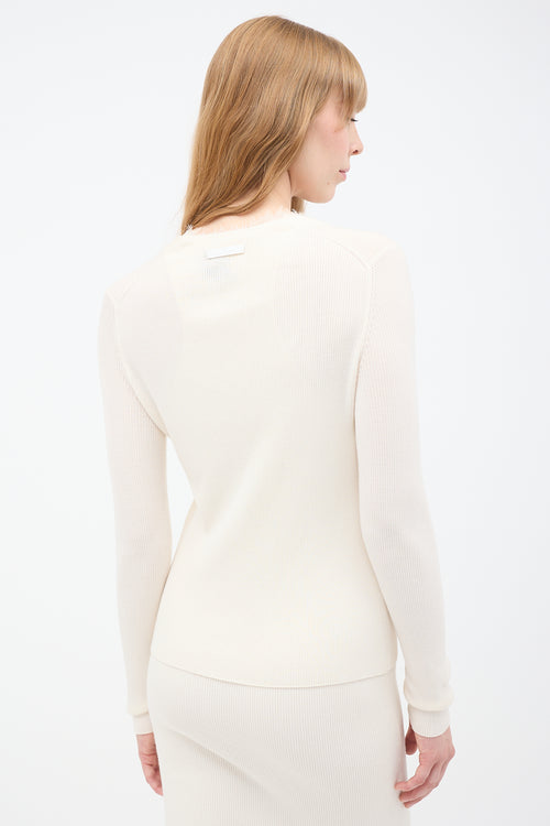 Tom Ford White Ribbed Knit Cardigan