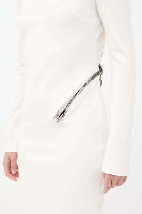 Tom Ford White Zipped Open Back Midi Dress