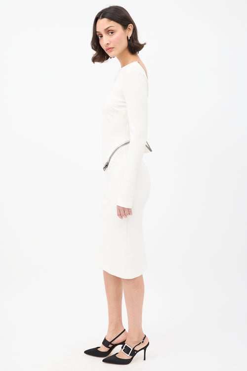 Tom Ford White Zipped Open Back Midi Dress