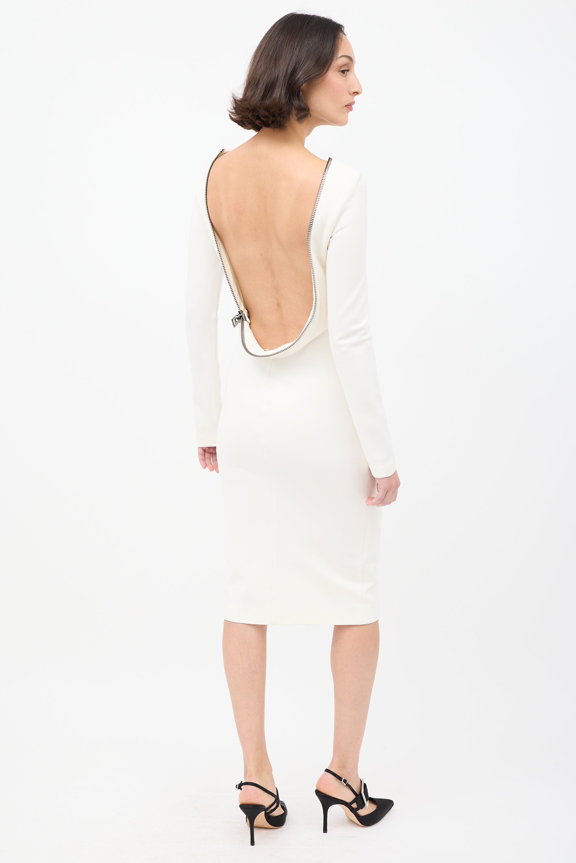 Tom Ford // White Zipped Open Back Midi Dress VSP Consignment Tom Ford // White Zipped Open Back Midi Dress VSP Consignment