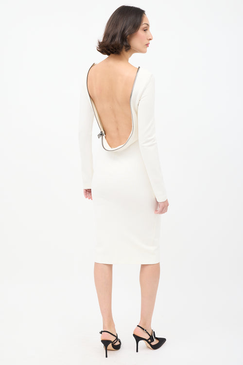 Tom Ford White Zipped Open Back Midi Dress