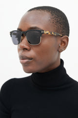 Tom Ford Black & Brown TF386 Clubmaster Sunglasses