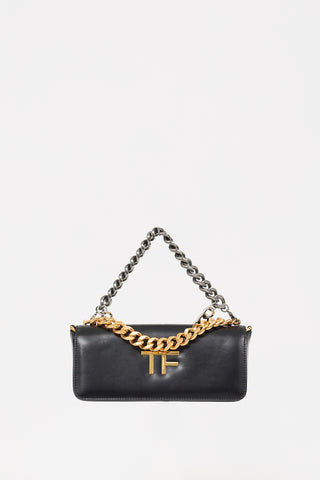 Tom Ford Black Leather Triple Chain Shoulder Bag