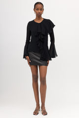 Tom Ford Asymmetrical Silk Ruffled Blouse