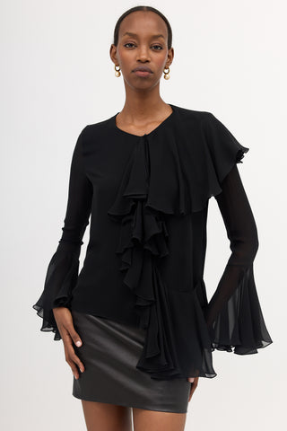 Tom Ford Asymmetrical Silk Ruffled Blouse