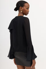 Tom Ford Asymmetrical Silk Ruffled Blouse