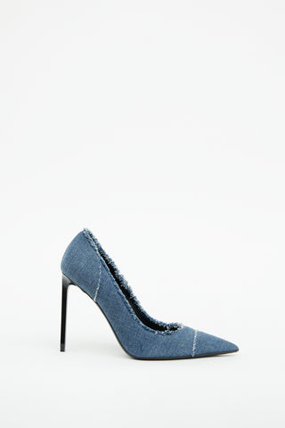 Tom Ford Blue Denim Frayed Pump