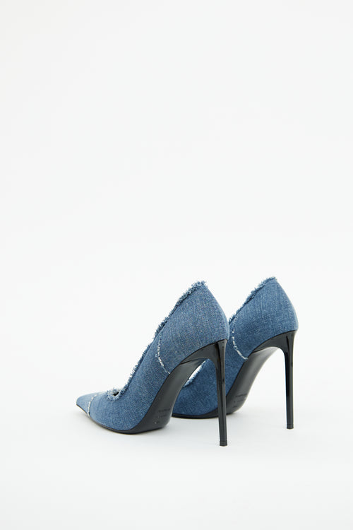 Tom Ford Blue Denim Frayed Pump