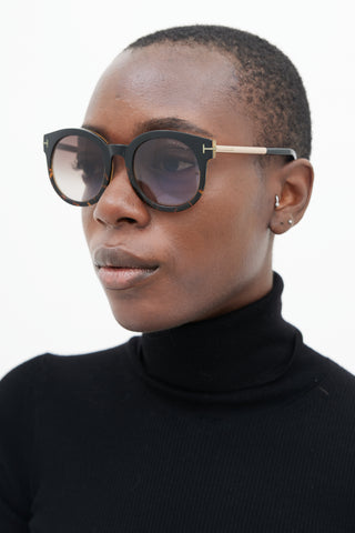 Tom Ford Brown & Gold TF435 Round Sunglasses