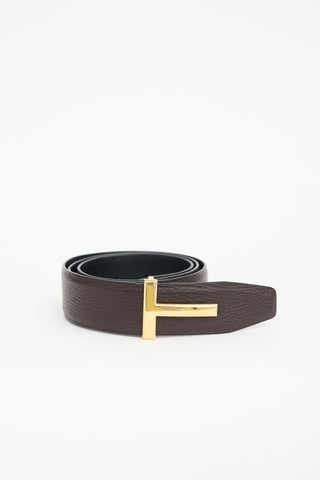 Tom Ford Leather T Logo Reversible Belt