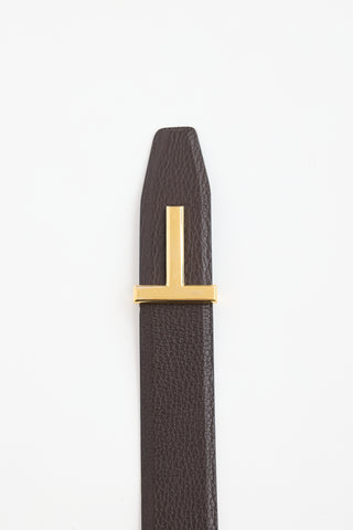 Tom Ford Leather T Logo Reversible Belt