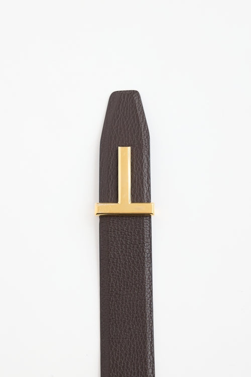 Tom Ford Leather T Logo Reversible Belt