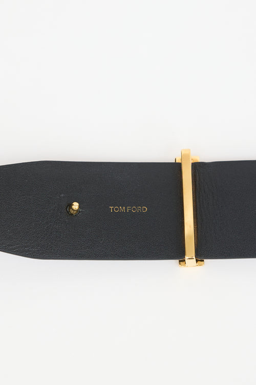 Tom Ford Leather T Logo Reversible Belt