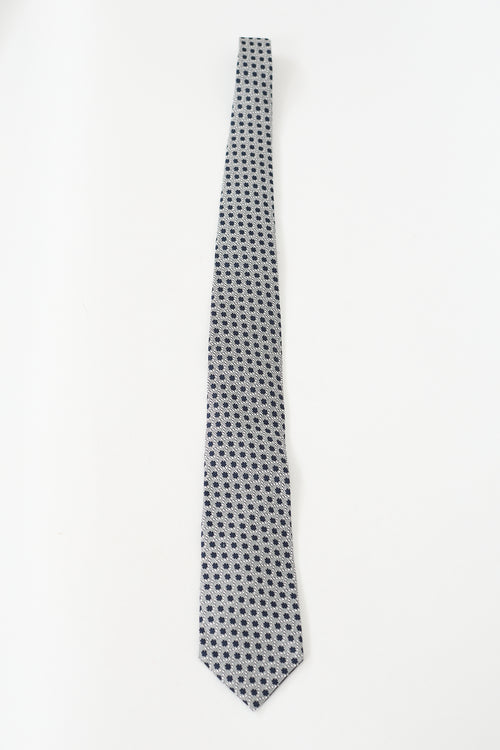 Tom Ford Navy & White Silk Polka Dot Tie