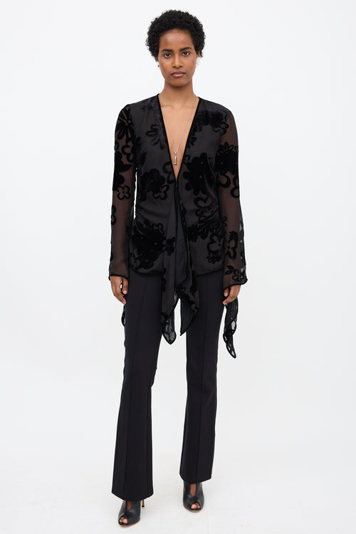 Tom Ford Primrose Floral Velvet Devore Blouse