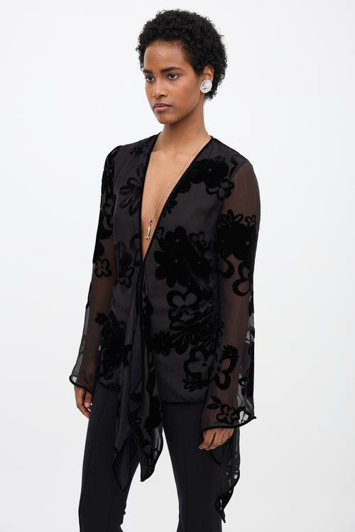 Tom Ford Primrose Floral Velvet Devore Blouse